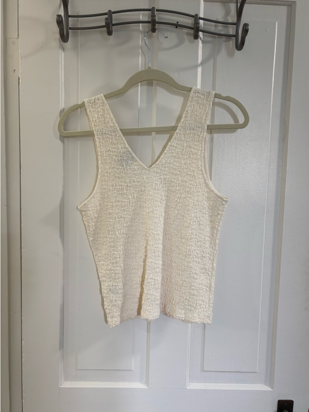 a new day Cream Textured V-Neck Tank Top